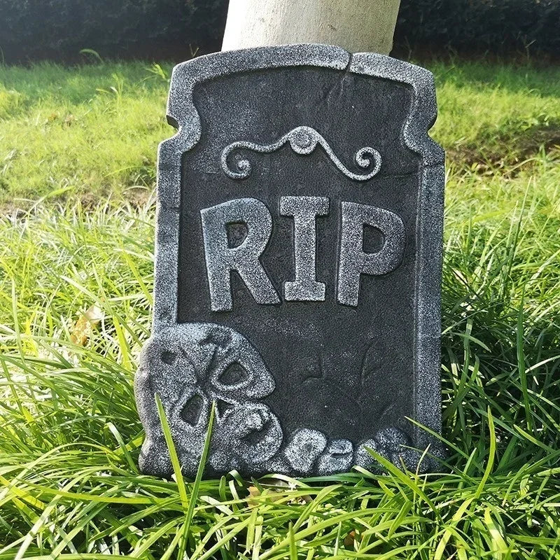 Doodad Co. RIP Tombstone Yard Stake — Lightweight Foam Prop, Spooky Graveyard Decor