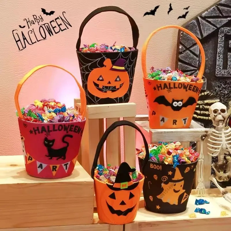 Doodad Co. Kids Trick-or-Treat Bucket Bag — Portable Candy Basket, Halloween Party Must-Have
