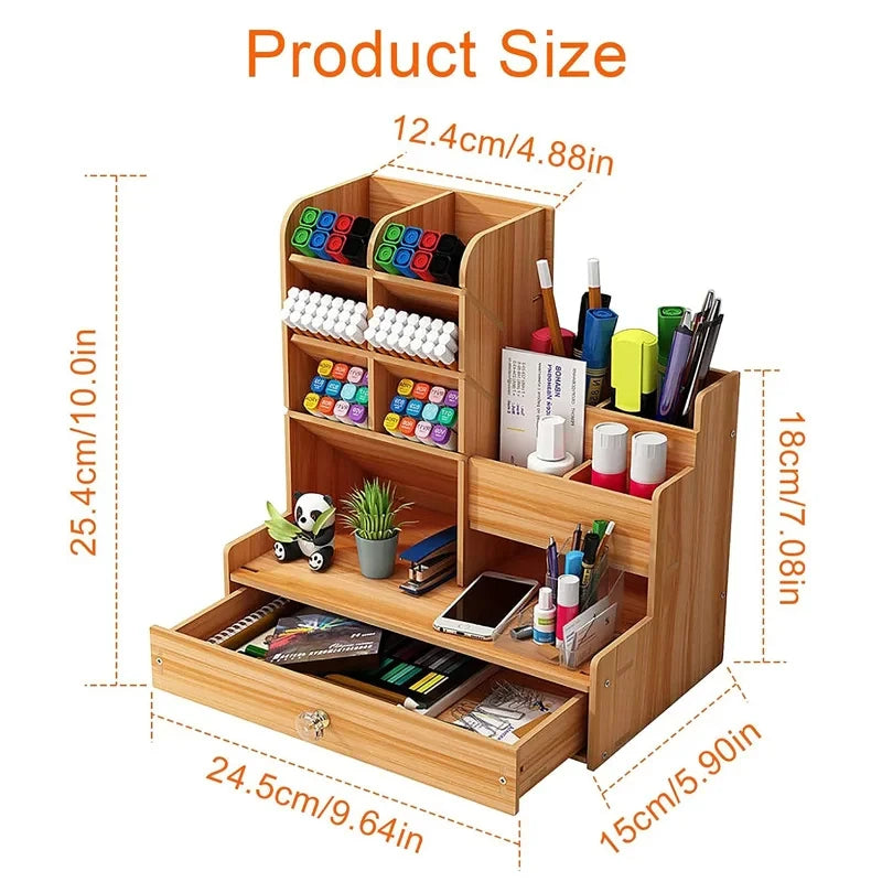 Doodad Co. Wooden Desk Organizer with Drawer