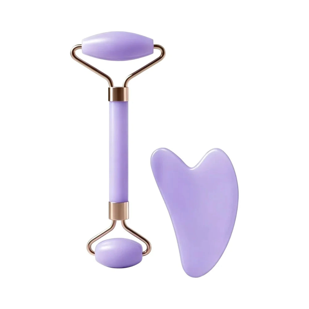 Doodad Co. Facial Massage Roller Set — Dual-End Roller, Gua Sha Included