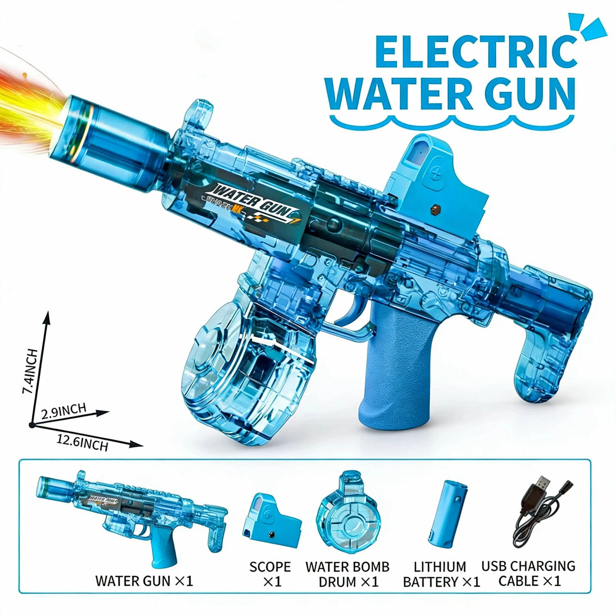 Doodad Co. Electric Water Gun — Automatic, Light-Up Effects