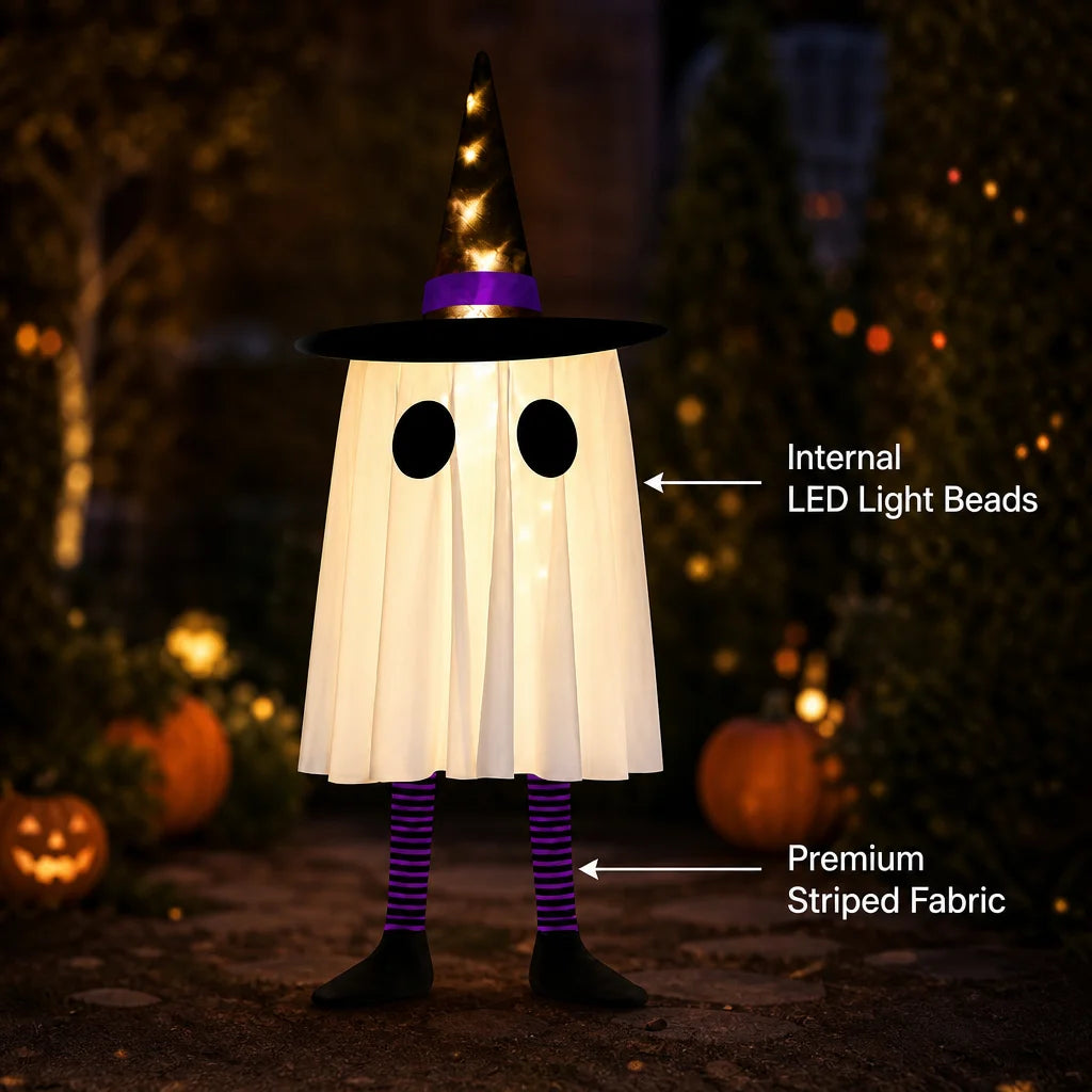 Doodad Co. Luminous Witch Ghost Lights — LED Hanging Pendant, 3-Pack