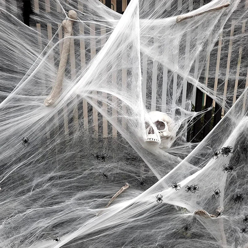 Doodad Co. Stretchy Spider Web Decoration — Instant Cobweb Effect, Haunted House Ready