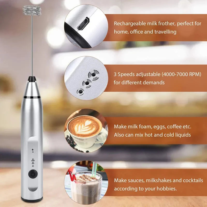 Doodad Co. Handheld Milk Frother — USB Rechargeable, Multi-Use Whisk