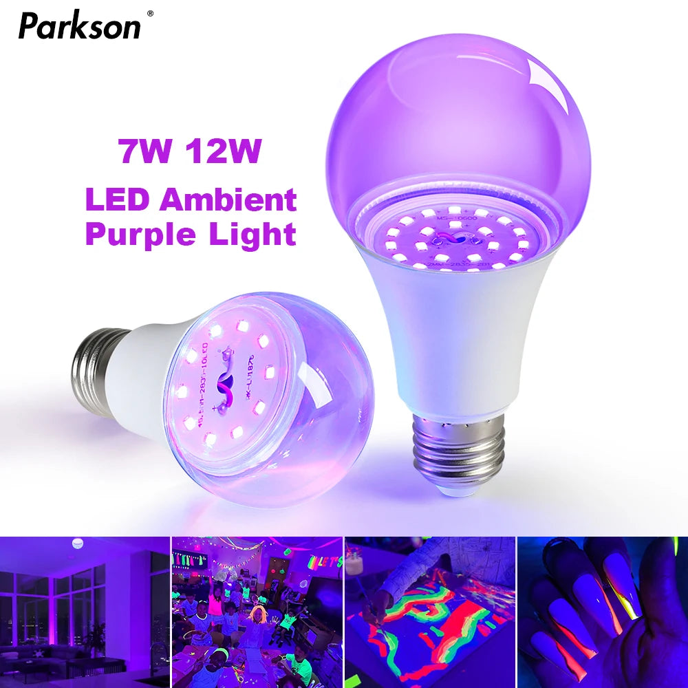 Doodad Co. LED Blacklight Bulb — E27 Screw-In, Instant Neon Glow Effect