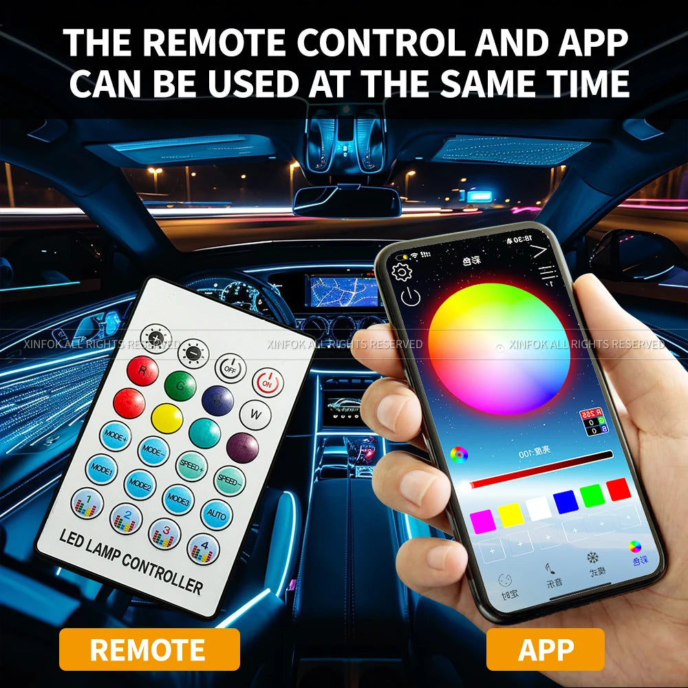 Doodad Co. Car Interior Ambient Light Kit — App-Controlled RGB Acrylic Strips