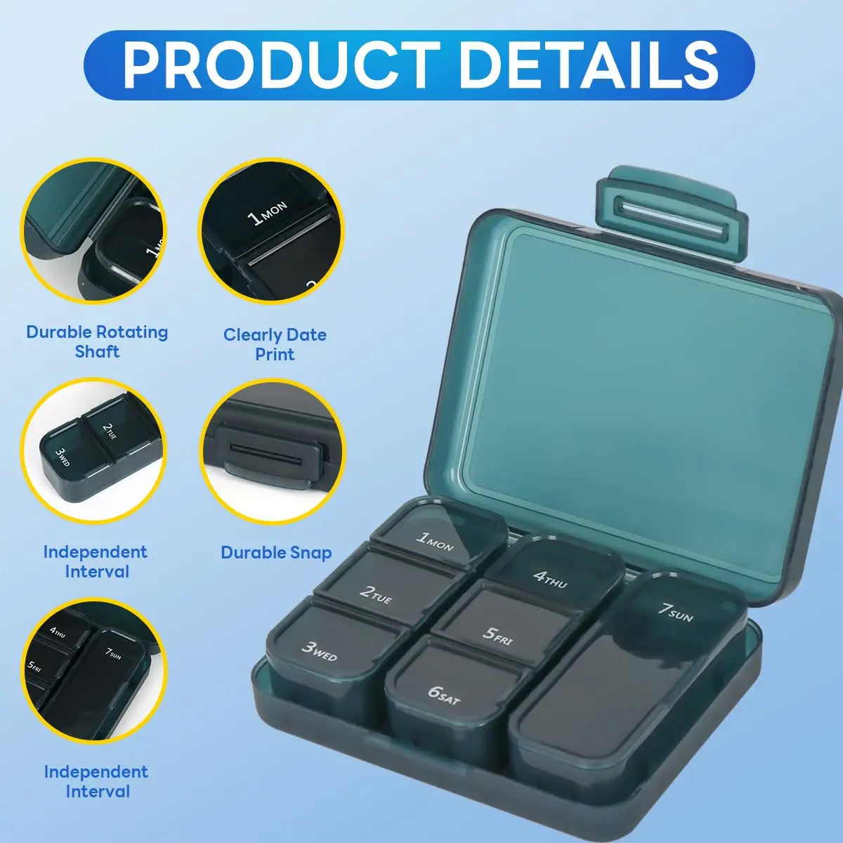 Doodad Co. 7-Day Travel Pill Organizer (2pc)